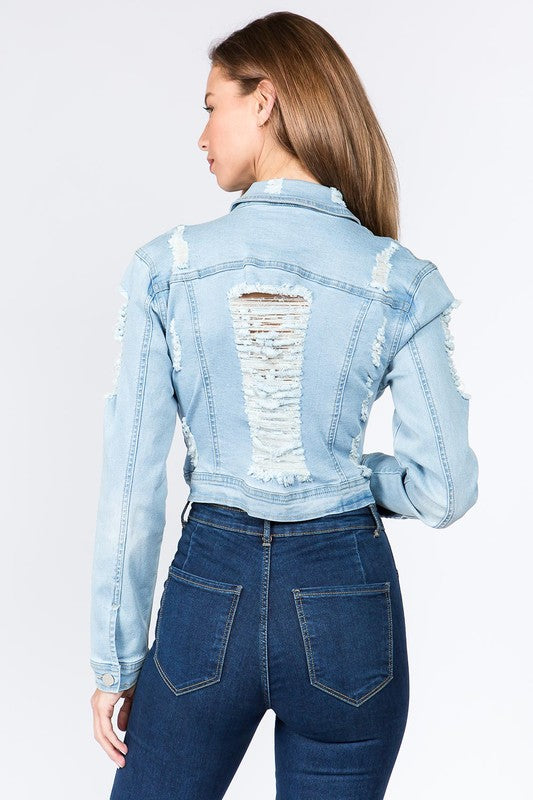 Make It Happen Cropped Denim Jacket
