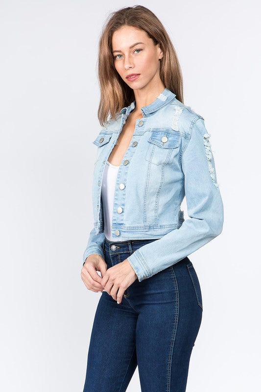 Make It Happen Cropped Denim Jacket