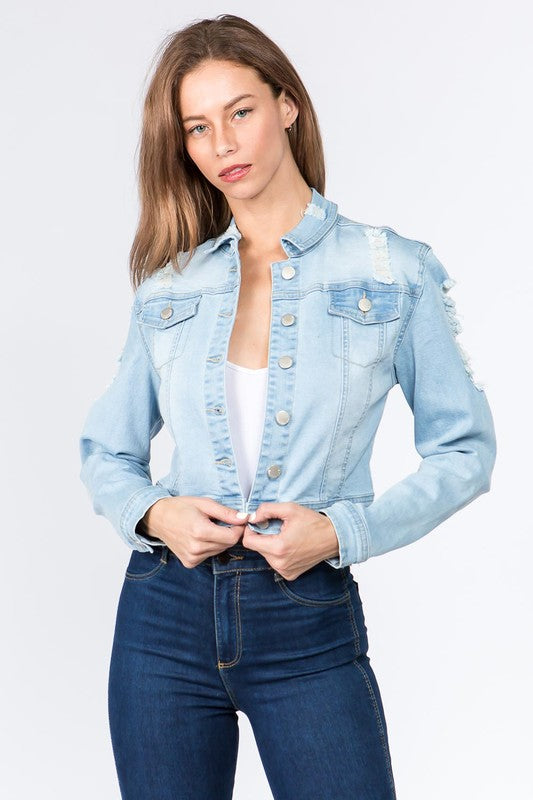 Make It Happen Cropped Denim Jacket