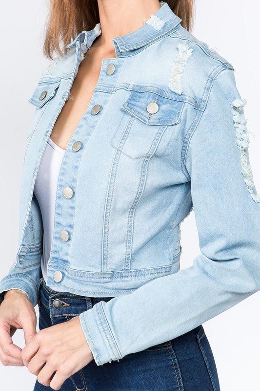Make It Happen Cropped Denim Jacket