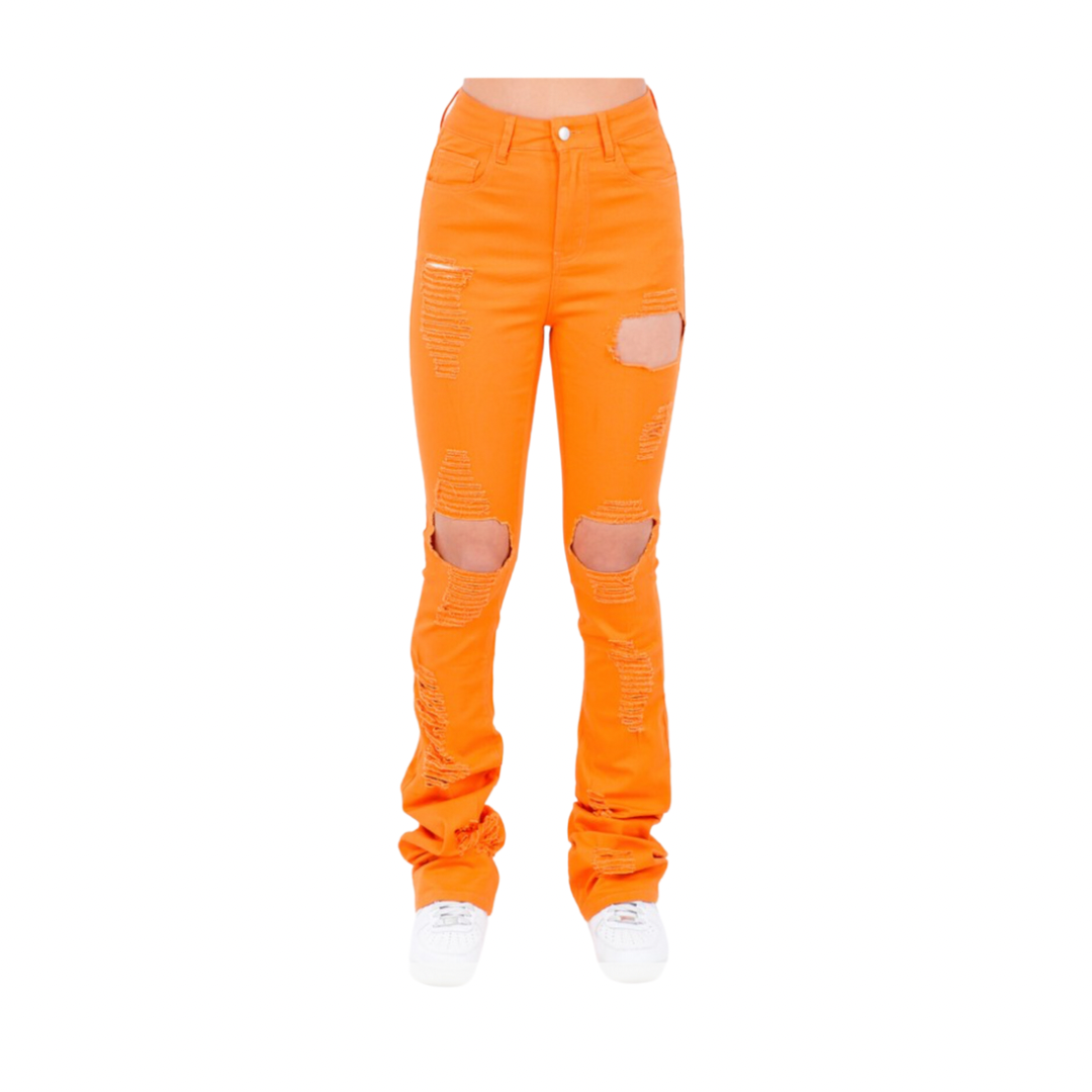 Calling For You Stacked Cut Out Jeans