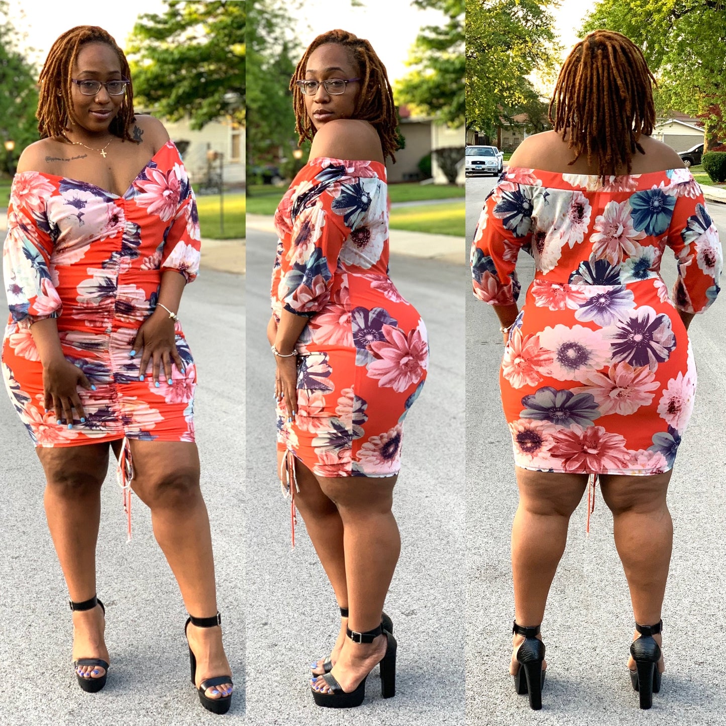 Giving Flowers Ruched Mini Dress