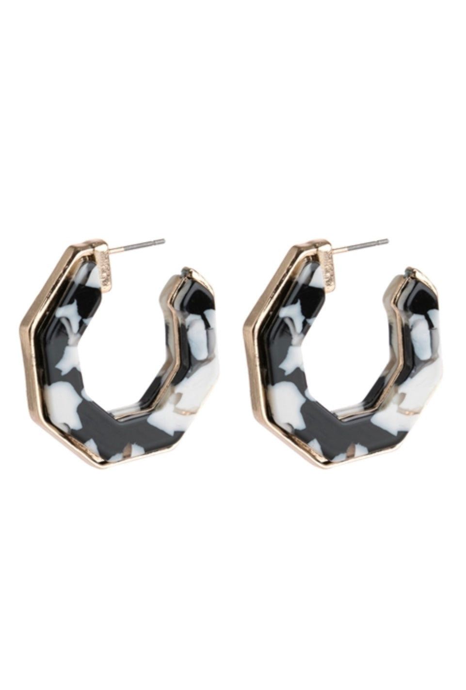 Marble Polygon Earring