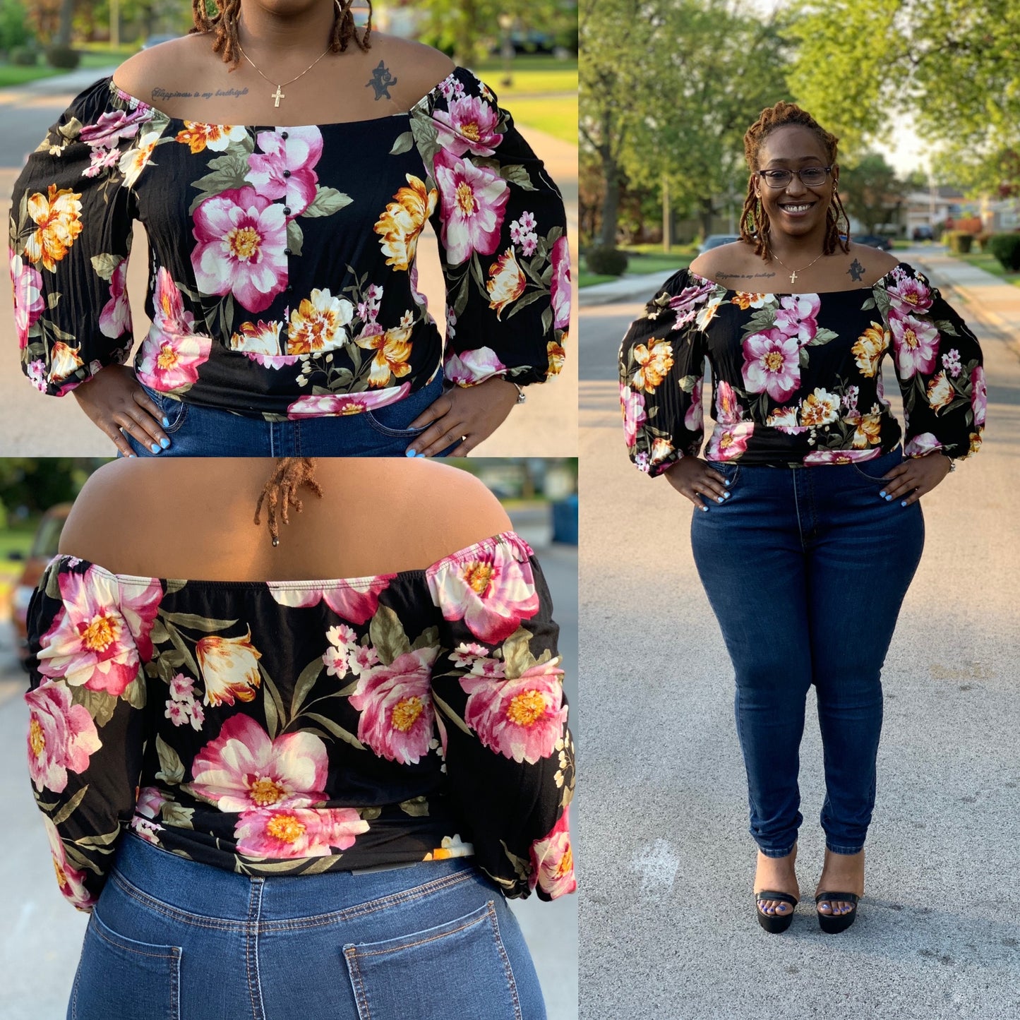 Black Floral Top