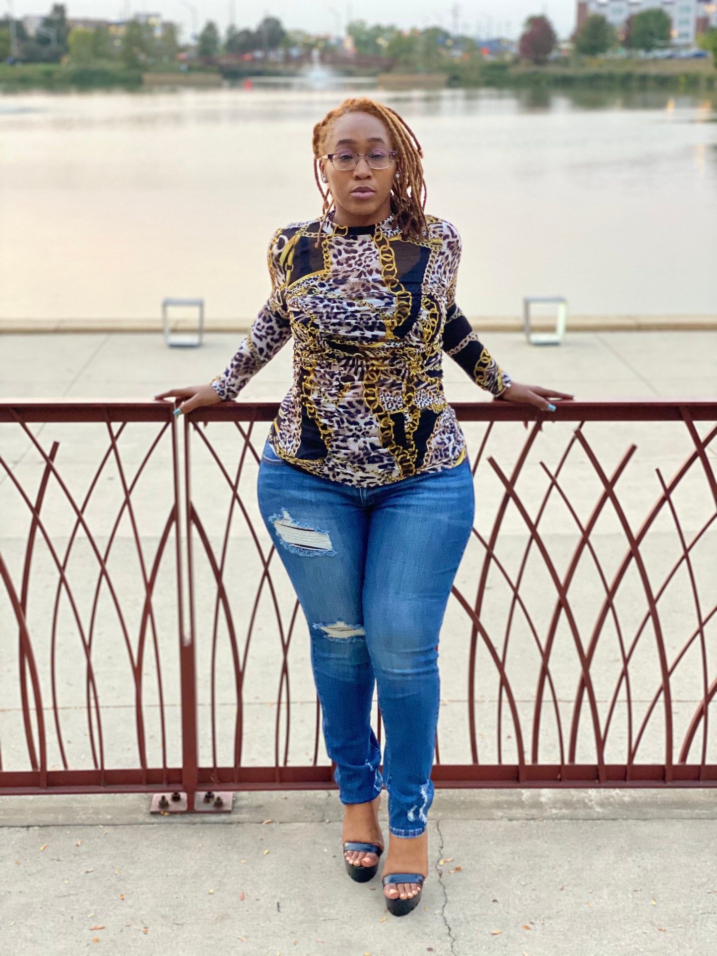 Chain print top