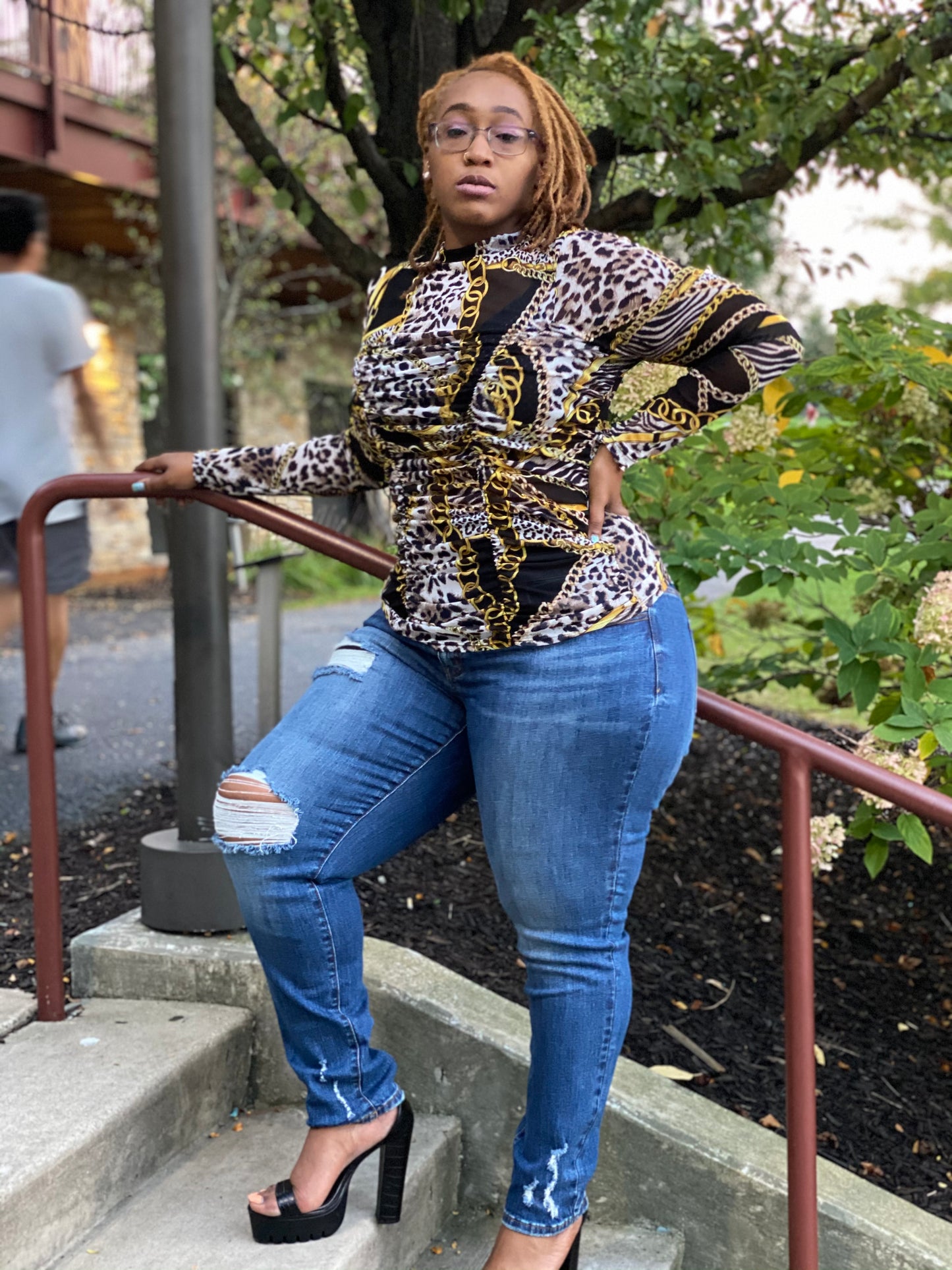 Chain print top