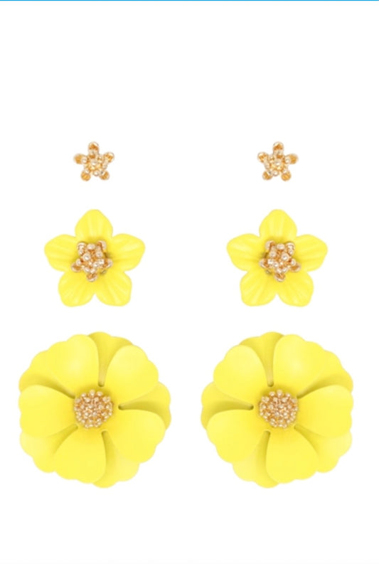 Yellow Flower Earring Set